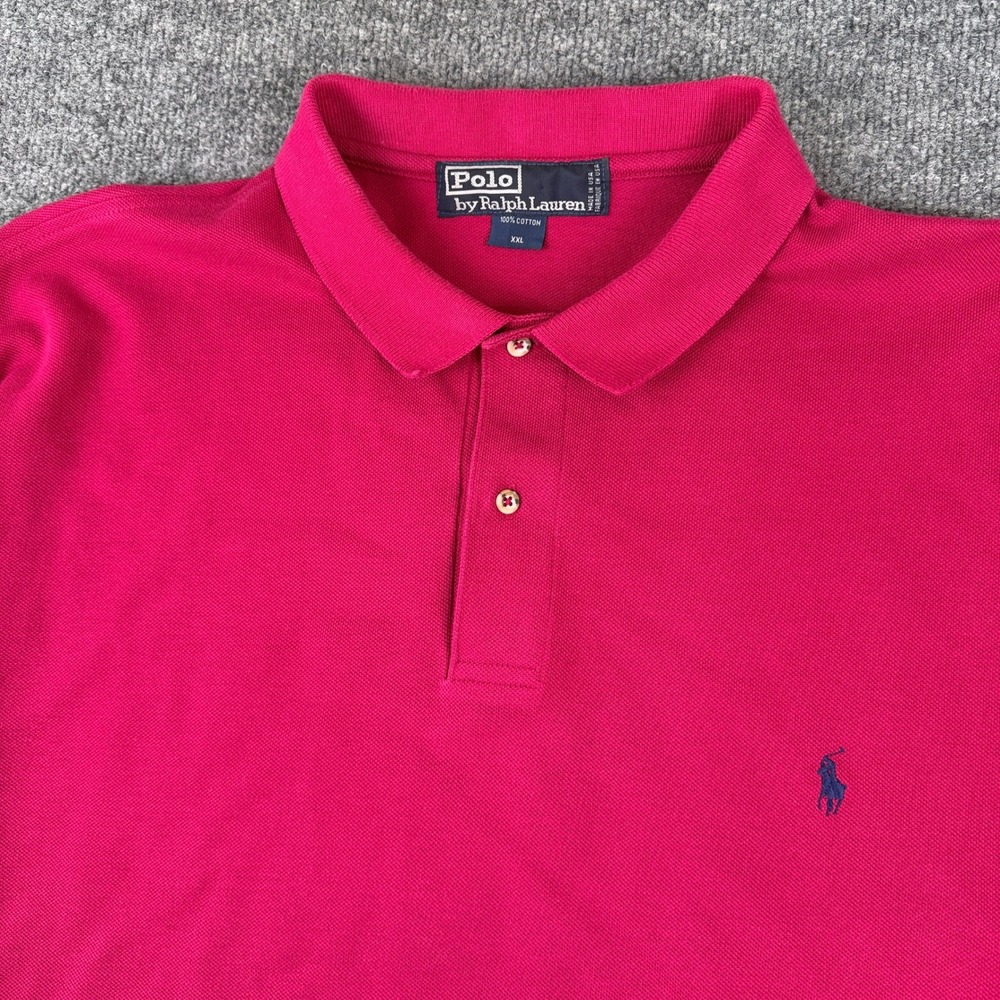 Vintage Polo Ralph Lauren Polo Shirt Mens 2XL Maroon Red Mesh Made in USA 80s